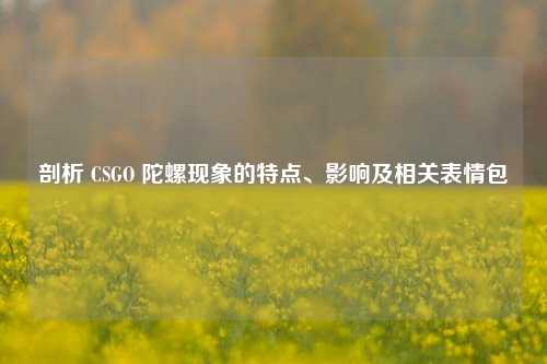 剖析 CSGO 陀螺现象的特点、影响及相关表情包