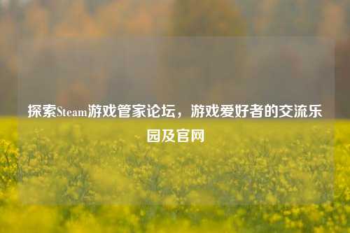 探索Steam游戏管家论坛,游戏爱好者的交流乐园及官网