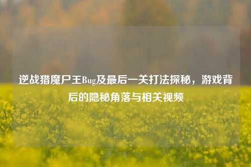 逆战猎魔尸王Bug及最后一关打法探秘,游戏背后的隐秘角落与相关视频