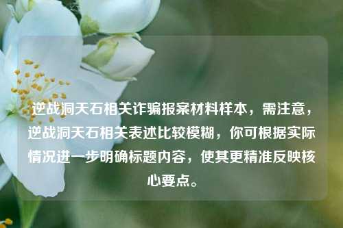 逆战洞天石相关诈骗报案材料样本，需注意，逆战洞天石相关表述比较模糊，你可根据实际情况进一步明确标题内容，使其更精准反映核心要点。