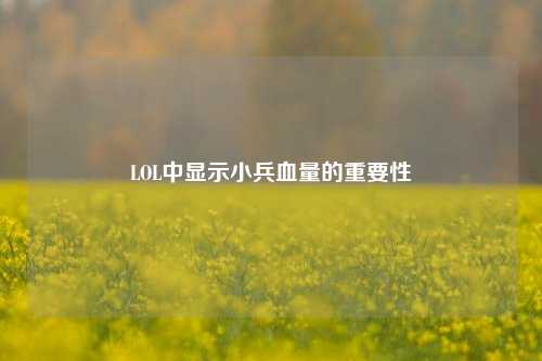 LOL中显示小兵血量的重要性