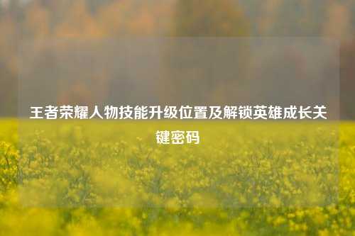王者荣耀人物技能升级位置及解锁英雄成长关键密码