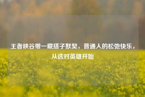 王者峡谷带一藏搭子默契,普通人的松弛快乐,从选对英雄开始