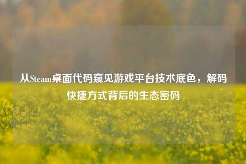 从Steam桌面代码窥见游戏平台技术底色,解码快捷方式背后的生态密码