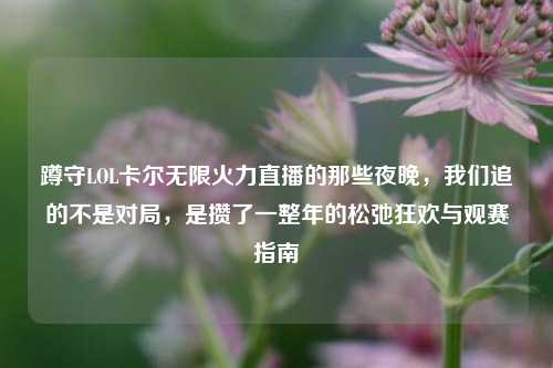 蹲守LOL卡尔无限火力直播的那些夜晚,我们追的不是对局,是攒了一整年的松弛狂欢与观赛指南