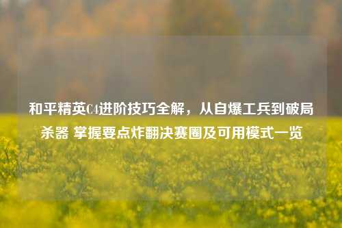 和平精英C4进阶技巧全解,从自爆工兵到破局杀器 掌握要点炸翻决赛圈及可用模式一览