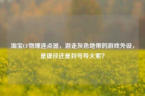淘宝CF物理连点器,游走灰色地带的游戏外设,是捷径还是封号导火索?