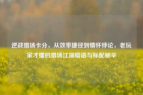 逆战猎场卡分,从效率捷径到情怀悖论,老玩家才懂的猎场江湖暗语与标配秘辛