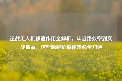 逆战无人机移速作用全解析,从赶路效率到实战增益,这些隐藏价值你未必全知道