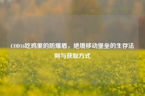 COD16吃鸡里的防爆盾,绝境移动堡垒的生存法则与获取方式