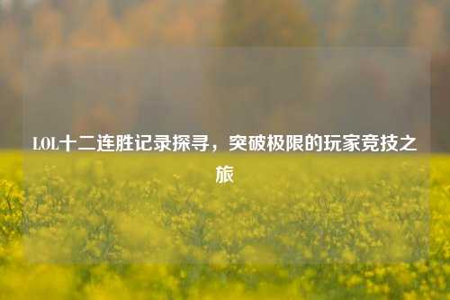 LOL十二连胜记录探寻，突破极限的玩家竞技之旅