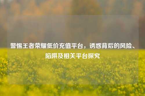 警惕王者荣耀低价充值平台,诱惑背后的风险、陷阱及相关平台探究