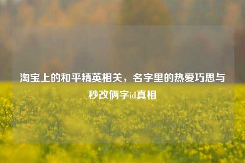 淘宝上的和平精英相关,名字里的热爱巧思与秒改俩字id真相
