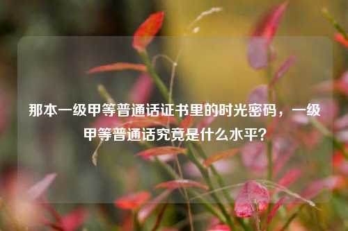 那本一级甲等普通话证书里的时光密码，一级甲等普通话究竟是什么水平？