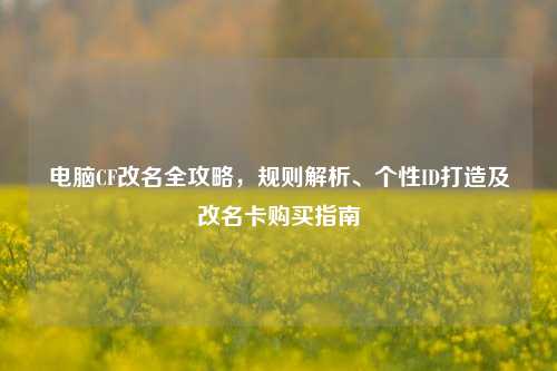 电脑CF改名全攻略,规则解析、个性ID打造及改名卡购买指南