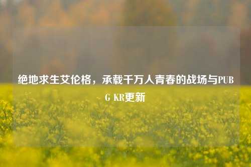 绝地求生艾伦格,承载千万人青春的战场与PUBG KR更新