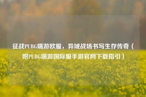 征战PUBG端游欧服,异域战场书写生存传奇(附PUBG端游国际服手游官网下载指引)