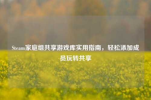 Steam家庭组共享游戏库实用指南,轻松添加成员玩转共享
