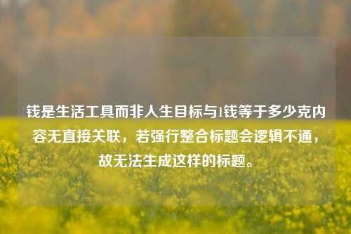 钱是生活工具而非人生目标与1钱等于多少克内容无直接关联，若强行整合标题会逻辑不通，故无法生成这样的标题。
