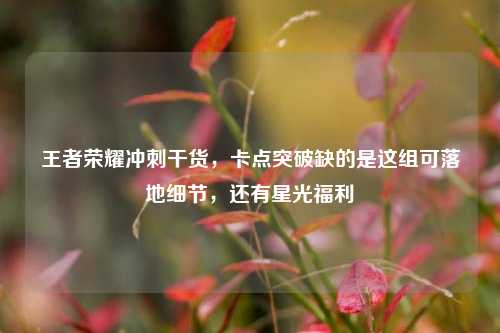 王者荣耀冲刺干货，卡点突破缺的是这组可落地细节，还有星光福利
