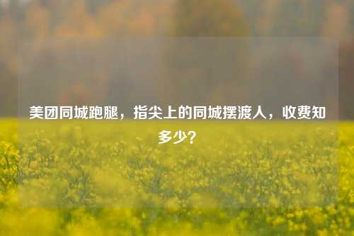美团同城跑腿,指尖上的同城摆渡人,收费知多少?