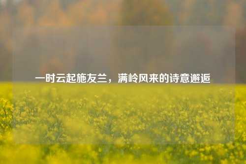一时云起施友兰,满岭风来的诗意邂逅